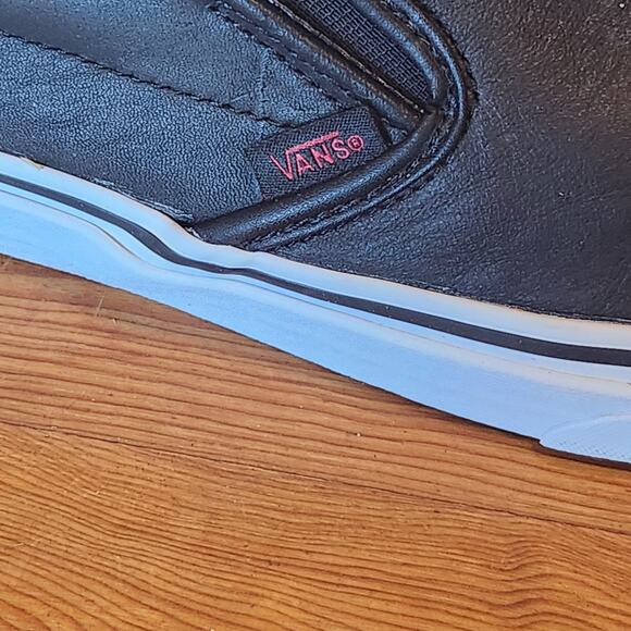 VANS FANGS BLACK LEATHER SNEAKERS MENS 10.5 HALLOWEEN VAMPIRE GOTHIC DARK SKATER - Picture 4 of 7